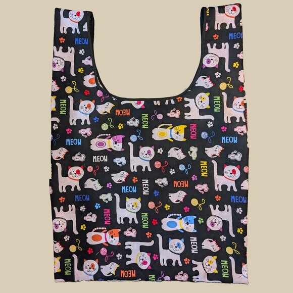 Handmade Handbags - Cat Print Reusable & Foldable Shopping Bag